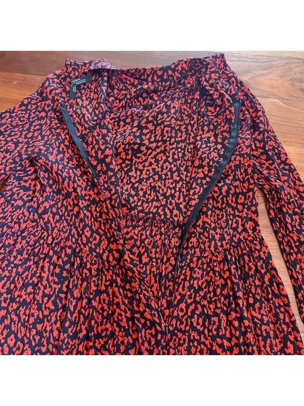 Zara Women 100% Viscose Tiered Red Black Ruffle Dress Sz XS Zip&Button Closure - Picture 8 of 8